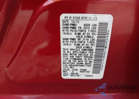 2013 Nissan Rogue S z USA, uszkodzony, nr VIN JN8AS5MT8DW017460